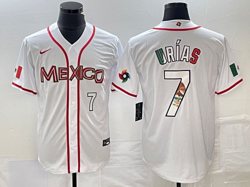 Men 2023 World Cub Mexico #7 Urias White Nike MLB Jersey71